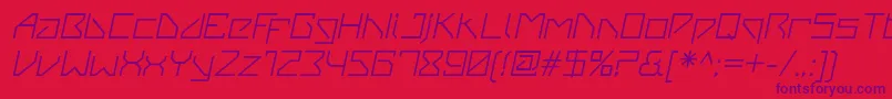 フォントVanbergerItalic – 赤い背景に紫のフォント