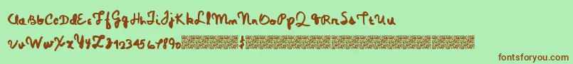Fonte Magicpens – fontes marrons em um fundo verde