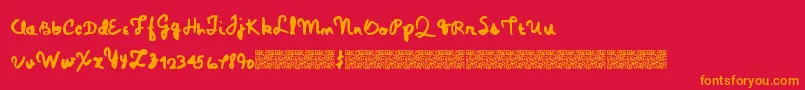Czcionka Magicpens – pomarańczowe czcionki na czerwonym tle