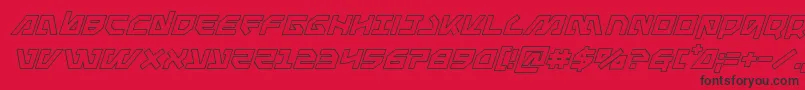 Więcej informacji o czcionce Metalstormoutital Czcionka Metalstormoutital – czarne czcionki na czerwonym tle