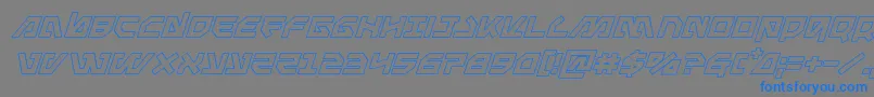 Metalstormoutital-Schriftart – Blaue Schriften auf grauem Hintergrund