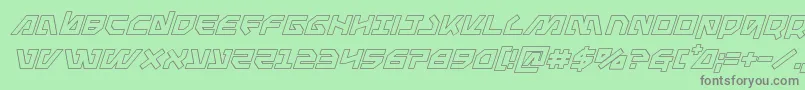 Metalstormoutital-Schriftart – Graue Schriften auf grünem Hintergrund