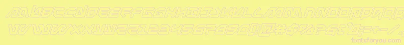 Metalstormoutital-Schriftart – Rosa Schriften auf gelbem Hintergrund
