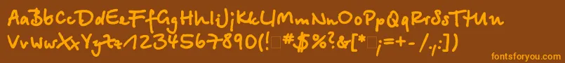 Betinascriptxctt-Schriftart – Orangefarbene Schriften auf braunem Hintergrund