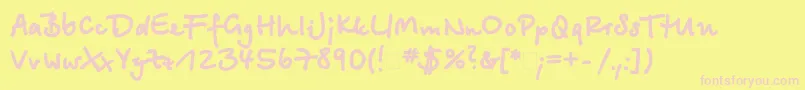 フォントBetinascriptxctt – ピンクのフォント、黄色の背景