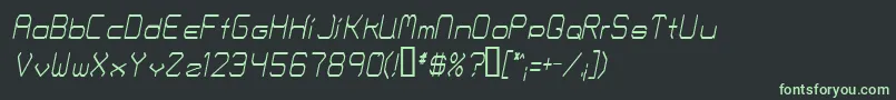 Fontmakers Choice Thinitalic-Schriftart – Grüne Schriften auf schwarzem Hintergrund