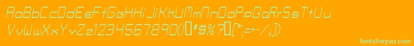 Шрифт Fontmakers Choice Thinitalic – зелёные шрифты на оранжевом фоне