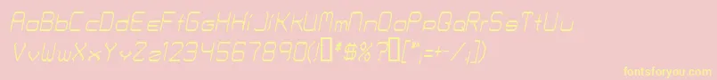 Fontmakers Choice Thinitalic-Schriftart – Gelbe Schriften auf rosa Hintergrund