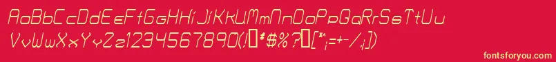 Fonte Fontmakers Choice Thinitalic – fontes amarelas em um fundo vermelho