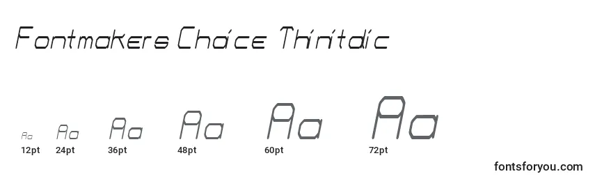 Размеры шрифта Fontmakers Choice Thinitalic
