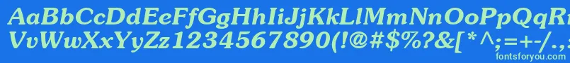 ItcSouvenirLtDemiItalic Font – Green Fonts on Blue Background