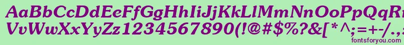 Шрифт ItcSouvenirLtDemiItalic – фиолетовые шрифты на зелёном фоне