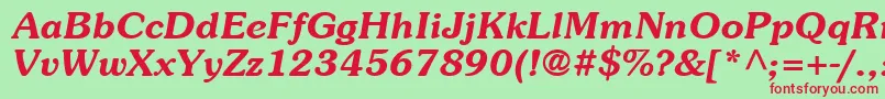 ItcSouvenirLtDemiItalic-fontti – punaiset fontit vihreällä taustalla