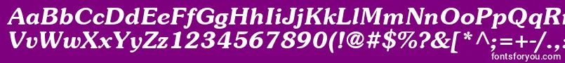 Fonte ItcSouvenirLtDemiItalic – fontes brancas em um fundo violeta