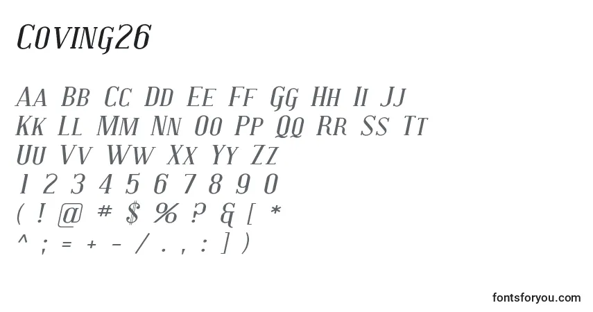 Schriftart Coving26 – Alphabet, Zahlen, spezielle Symbole