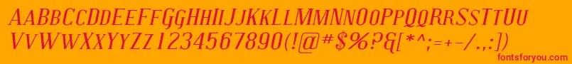 Coving26-Schriftart – Rote Schriften auf orangefarbenem Hintergrund