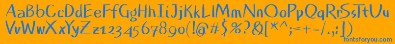 PlanlessBold-Schriftart – Blaue Schriften auf orangefarbenem Hintergrund