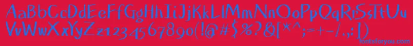 PlanlessBold Font – Blue Fonts on Red Background