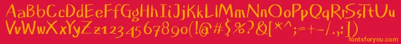 PlanlessBold Font – Orange Fonts on Red Background