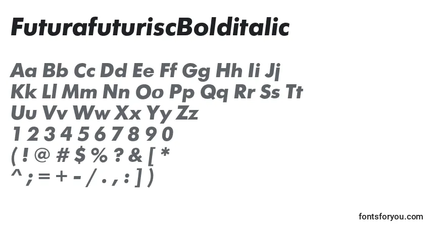 A fonte FuturafuturiscBolditalic – alfabeto, números, caracteres especiais