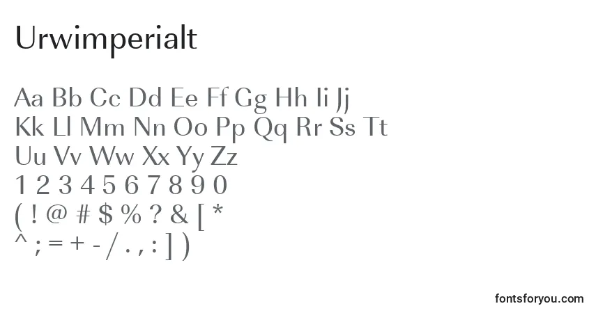 A fonte Urwimperialt – alfabeto, números, caracteres especiais