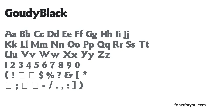 Шрифт GoudyBlack – алфавит, цифры, специальные символы