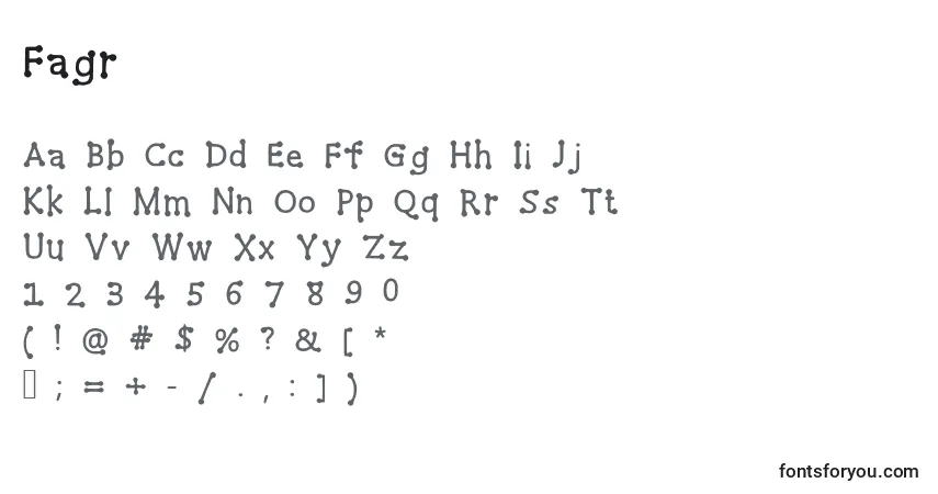 Шрифт Fagr – алфавит, цифры, специальные символы