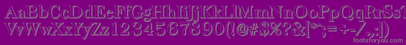 Weitere Informationen zur BaskervilleshadowMediumRegular-Schriftart BaskervilleshadowMediumRegular-Schriftart – Graue Schriften auf violettem Hintergrund