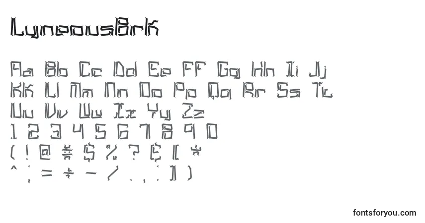 Czcionka LyneousBrk – alfabet, cyfry, specjalne znaki