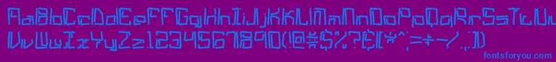 フォントLyneousBrk – 紫色の背景に青い文字