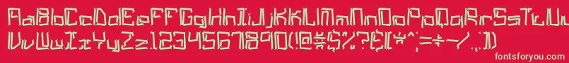 フォントLyneousBrk – 赤い背景に緑の文字