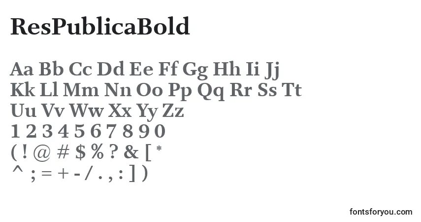 Шрифт ResPublicaBold – алфавит, цифры, специальные символы