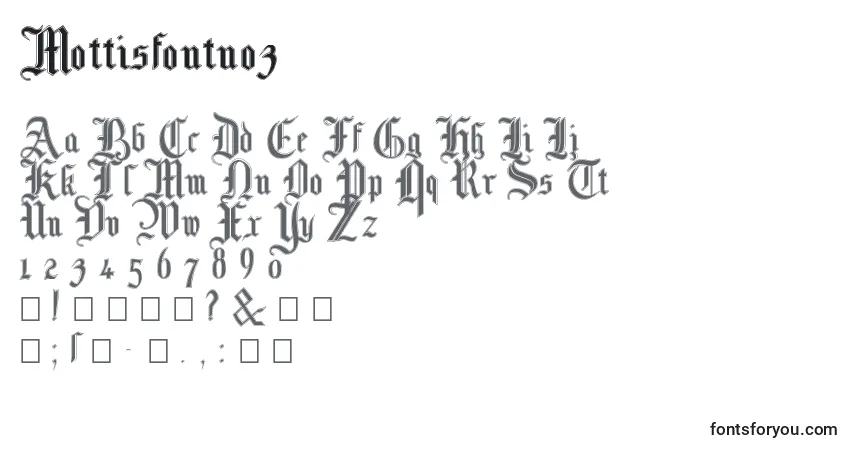 A fonte Mottisfontno3 – alfabeto, números, caracteres especiais