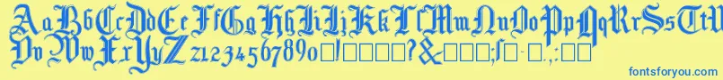 Mottisfontno3 Font – Blue Fonts on Yellow Background