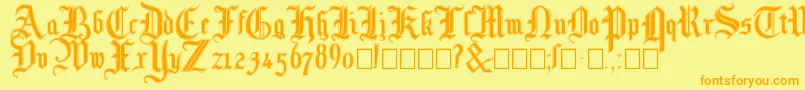 Mottisfontno3 Font – Orange Fonts on Yellow Background