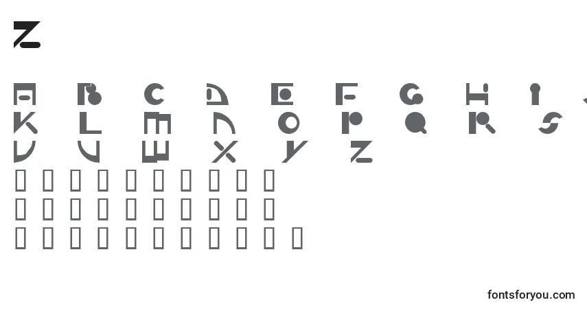 Schriftart Zippy – Alphabet, Zahlen, spezielle Symbole
