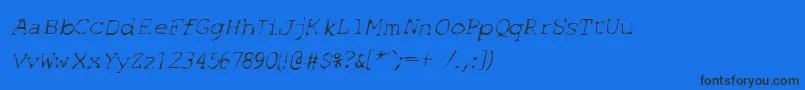 SfEspionageLightOblique Font – Black Fonts on Blue Background