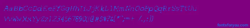 SfEspionageLightOblique Font – Blue Fonts on Purple Background