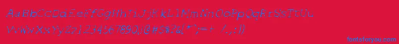 SfEspionageLightOblique-Schriftart – Blaue Schriften auf rotem Hintergrund