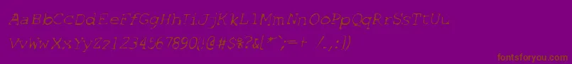 Шрифт SfEspionageLightOblique – коричневые шрифты на фиолетовом фоне