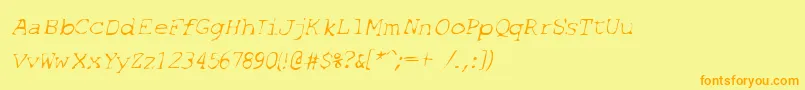 SfEspionageLightOblique-Schriftart – Orangefarbene Schriften auf gelbem Hintergrund
