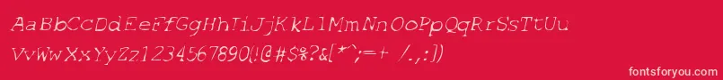 SfEspionageLightOblique-fontti – vaaleanpunaiset fontit punaisella taustalla