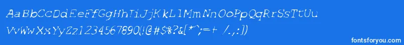 SfEspionageLightOblique Font – White Fonts on Blue Background