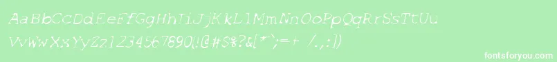 Шрифт SfEspionageLightOblique – белые шрифты на зелёном фоне