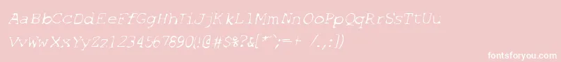 Weitere Informationen zur SfEspionageLightOblique-Schriftart SfEspionageLightOblique-Schriftart – Weiße Schriften auf rosa Hintergrund