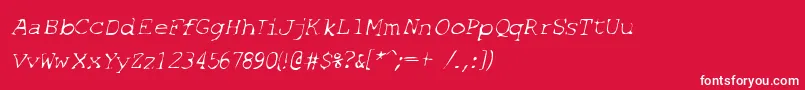 SfEspionageLightOblique-Schriftart – Weiße Schriften auf rotem Hintergrund