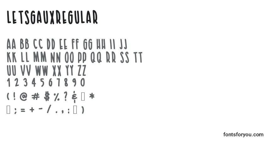 Schriftart LetsgauxRegular – Alphabet, Zahlen, spezielle Symbole