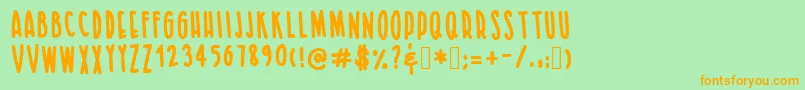 LetsgauxRegular Font – Orange Fonts on Green Background
