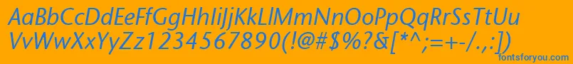 MesouranSansSsiItalic Font – Blue Fonts on Orange Background