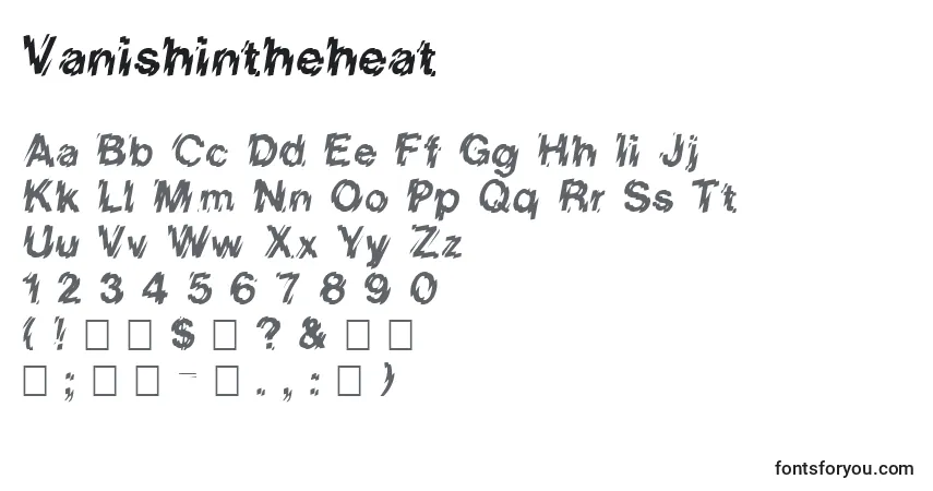 Schriftart Vanishintheheat – Alphabet, Zahlen, spezielle Symbole